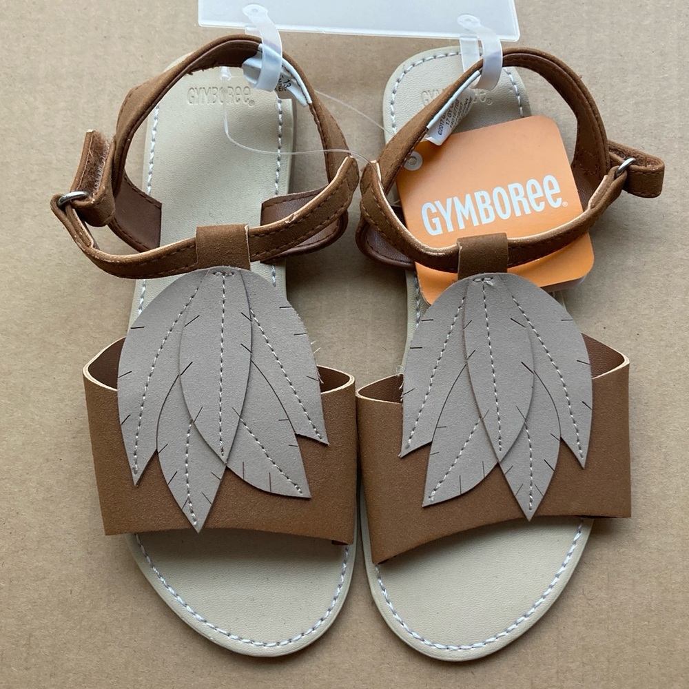 NWT Gymboree Girls Brown Leaf Sandals Size 13 – Boho Style Summer Shoes NEW